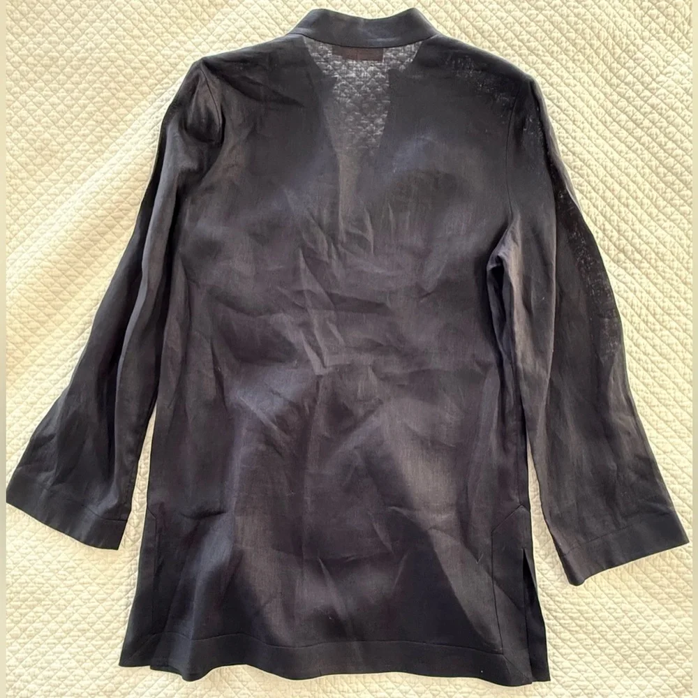 Tory Burch Embellished Silk Tunic Navy Caftan Top Size L